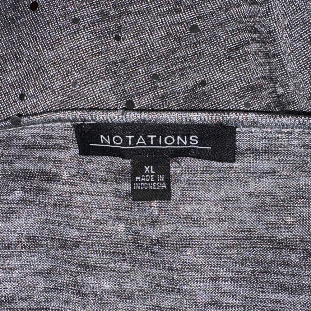 Notations Sparkly Gray Diagonal Ruffle Top - Picture 7 of 10